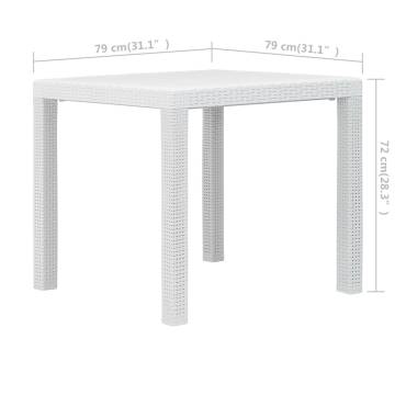 White Plastic Rattan Look Garden Table - 79x79x72 cm