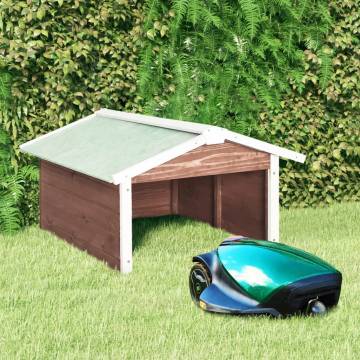 Robotic Lawn Mower Garage - Firwood 72x87x50 cm Mocca & White