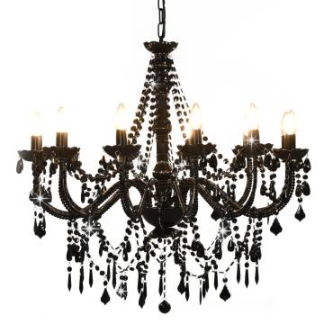 Elegant Black Beaded Chandelier - 12 x E14 Bulbs