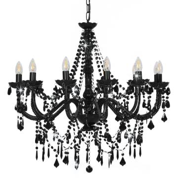 Elegant Black Beaded Chandelier - 12 x E14 Bulbs