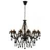 Elegant Black Beaded Chandelier - 12 x E14 Bulbs