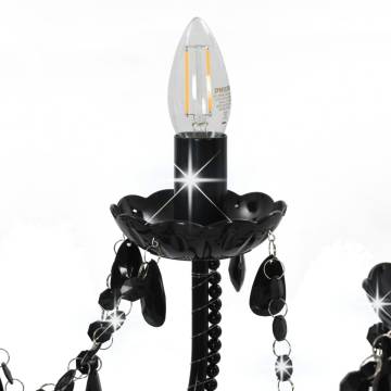 Elegant Black Beaded Chandelier - 12 x E14 Bulbs