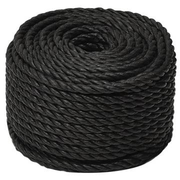 Durable 12mm Black Work Rope - 50m Polypropylene | Hipo Market