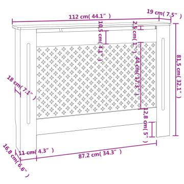 Stylish MDF Radiator Cover 112x19x81.5 cm - HipoMarket