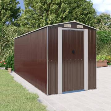 Garden Shed Dark Brown 192x523 cm | Durable Steel Storage