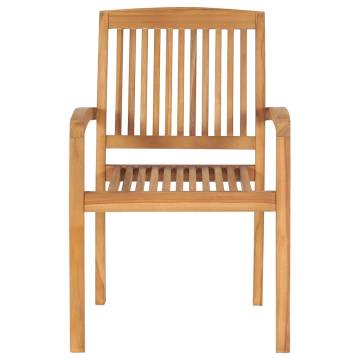 Stacking Garden Chairs 4 pcs Solid Teak Wood - Rustic Charm