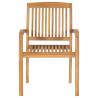 Stacking Garden Chairs 4 pcs Solid Teak Wood - Rustic Charm