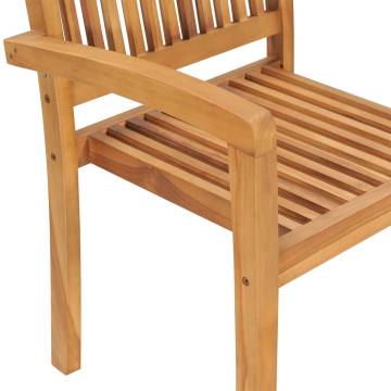 Stacking Garden Chairs 4 pcs Solid Teak Wood - Rustic Charm