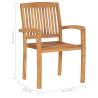 Stacking Garden Chairs 4 pcs Solid Teak Wood - Rustic Charm