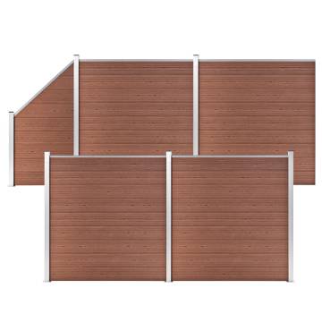 WPC Fence Set - 4 Square + 1 Slanted, 792x186 cm Brown