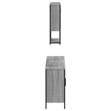 3 Piece Bathroom Furniture Set - Grey Sonoma Engineered Wood