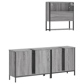 3 Piece Bathroom Furniture Set - Grey Sonoma Engineered Wood