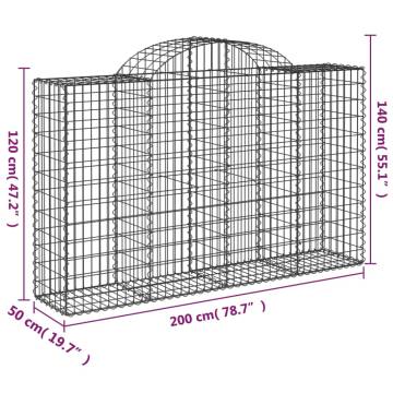 Arched Gabion Baskets 14 pcs - Durable & Decorative Garden Barriers