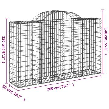 Arched Gabion Baskets - 30 pcs | Galvanised Iron (200x50x120/140 cm)