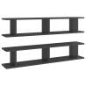 High Gloss Grey Wall Shelf 2pcs - Stylish Storage Solution