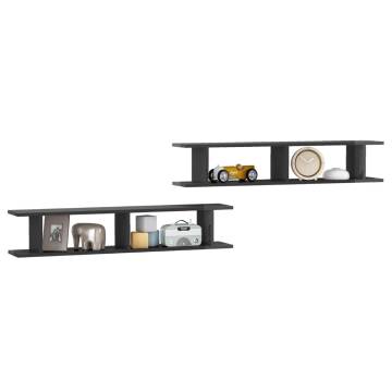 High Gloss Grey Wall Shelf 2pcs - Stylish Storage Solution