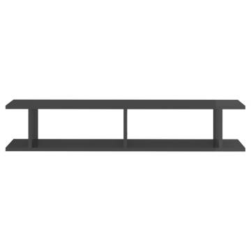 High Gloss Grey Wall Shelf 2pcs - Stylish Storage Solution