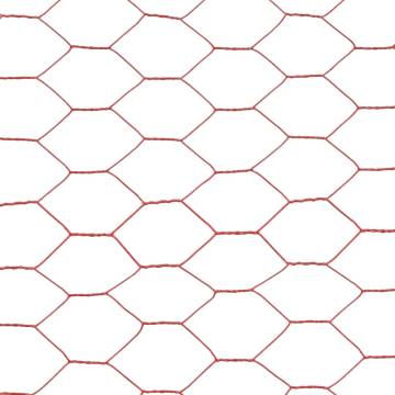 Red Chicken Wire Fence Steel with PVC Coating - 25x1m