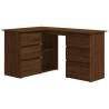 Elegant Brown Oak Corner Desk - Modern Engineered Wood Design