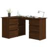 Elegant Brown Oak Corner Desk - Modern Engineered Wood Design