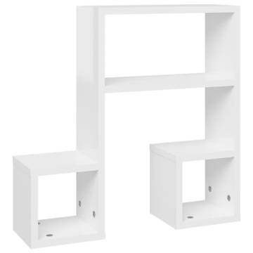 Stylish High Gloss White Wall Shelf - 2 pcs | HipoMarket