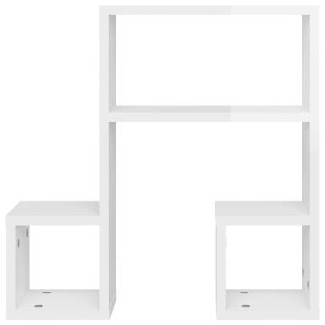 Stylish High Gloss White Wall Shelf - 2 pcs | HipoMarket