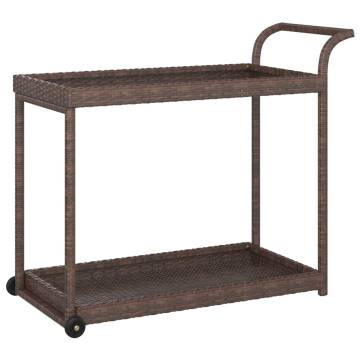 Brown Bar Cart 100x45x83 cm | Stylish Poly Rattan & Wheels