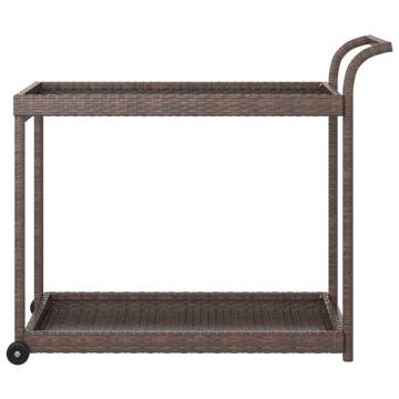 Brown Bar Cart 100x45x83 cm | Stylish Poly Rattan & Wheels