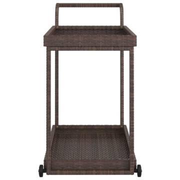 Brown Bar Cart 100x45x83 cm | Stylish Poly Rattan & Wheels