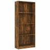 4-Tier Smoked Oak Book Cabinet - Stylish & Functional Storage