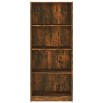 4-Tier Smoked Oak Book Cabinet - Stylish & Functional Storage