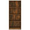 4-Tier Smoked Oak Book Cabinet - Stylish & Functional Storage