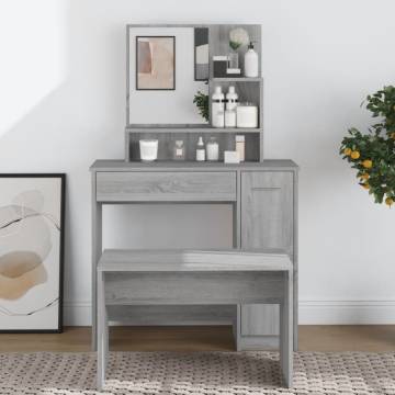 Stylish Grey Sonoma Dressing Table with Mirror - 86.5x35x136 cm