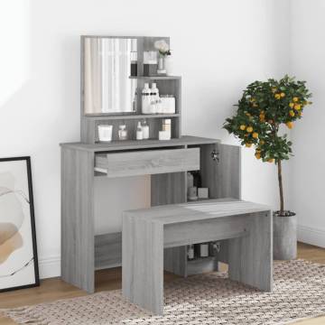 Stylish Grey Sonoma Dressing Table with Mirror - 86.5x35x136 cm