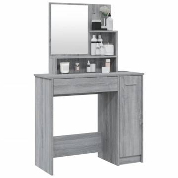 Stylish Grey Sonoma Dressing Table with Mirror - 86.5x35x136 cm