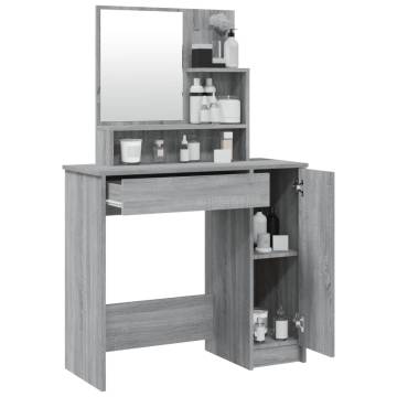 Stylish Grey Sonoma Dressing Table with Mirror - 86.5x35x136 cm