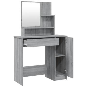 Stylish Grey Sonoma Dressing Table with Mirror - 86.5x35x136 cm