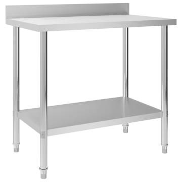 Stainless Steel Kitchen Work Table with Backsplash - 100x60 cm