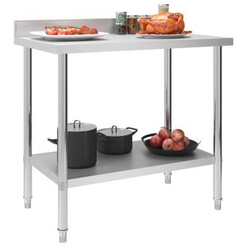 Stainless Steel Kitchen Work Table with Backsplash - 100x60 cm