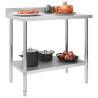 Stainless Steel Kitchen Work Table with Backsplash - 100x60 cm