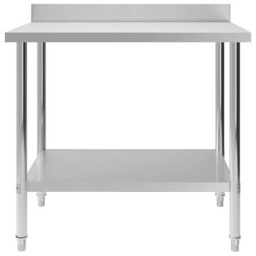 Stainless Steel Kitchen Work Table with Backsplash - 100x60 cm