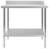 Stainless Steel Kitchen Work Table with Backsplash - 100x60 cm