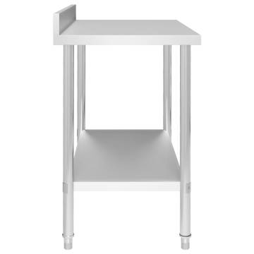 Stainless Steel Kitchen Work Table with Backsplash - 100x60 cm