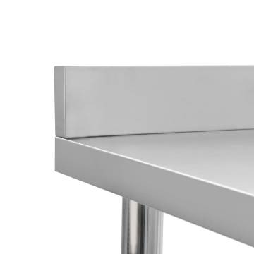 Stainless Steel Kitchen Work Table with Backsplash - 100x60 cm