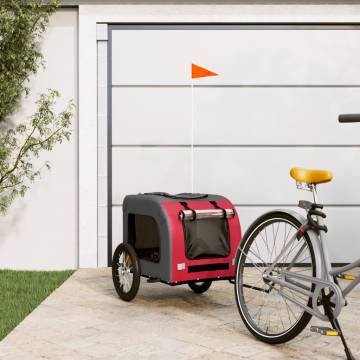 Durable Pet Bike Trailer - Red & Grey Oxford Fabric | HipoMarket