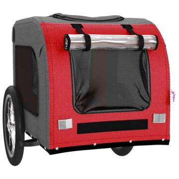 Durable Pet Bike Trailer - Red & Grey Oxford Fabric | HipoMarket