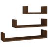 Wall Display Shelves - 3 pcs Brown Oak Engineered Wood