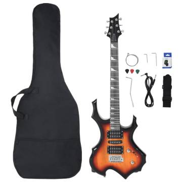 Beginner Electric Guitar with Bag - Brown & Black 39"