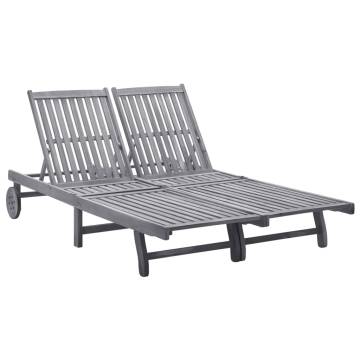 2-Person Sun Lounger in Solid Acacia Wood - Enjoy Outdoor Comfort