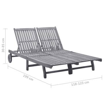 2-Person Sun Lounger in Solid Acacia Wood - Enjoy Outdoor Comfort